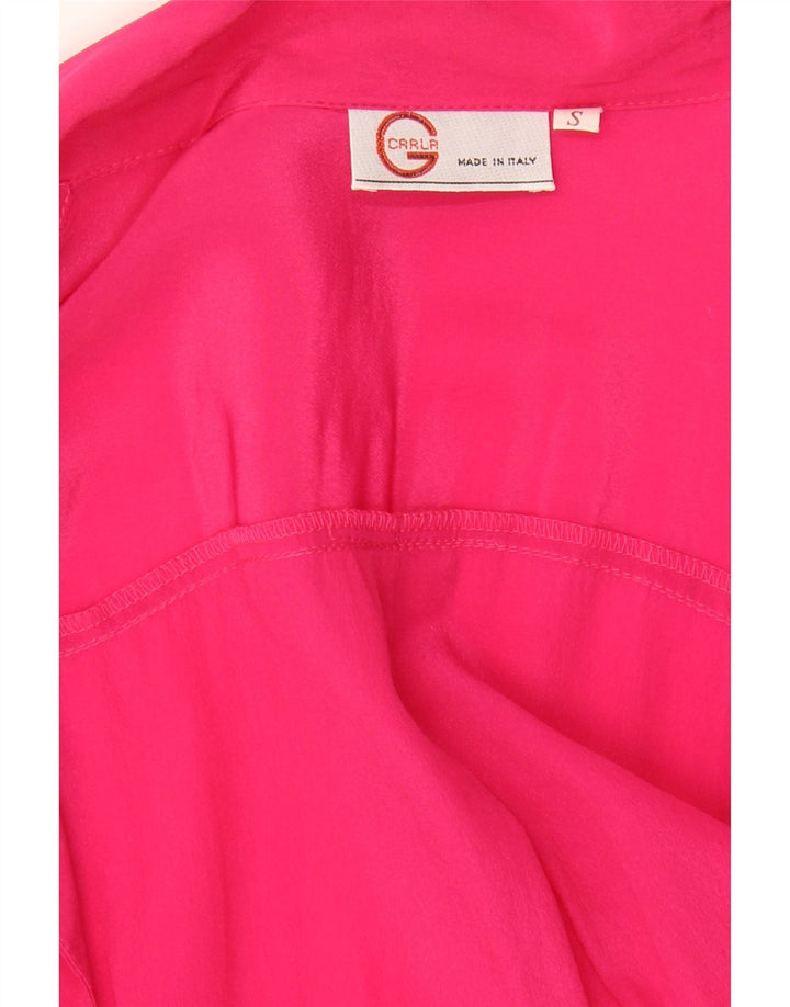 Vintage mujer camisa de gran tamaño blusa Reino Unido 10 pequeño rosa