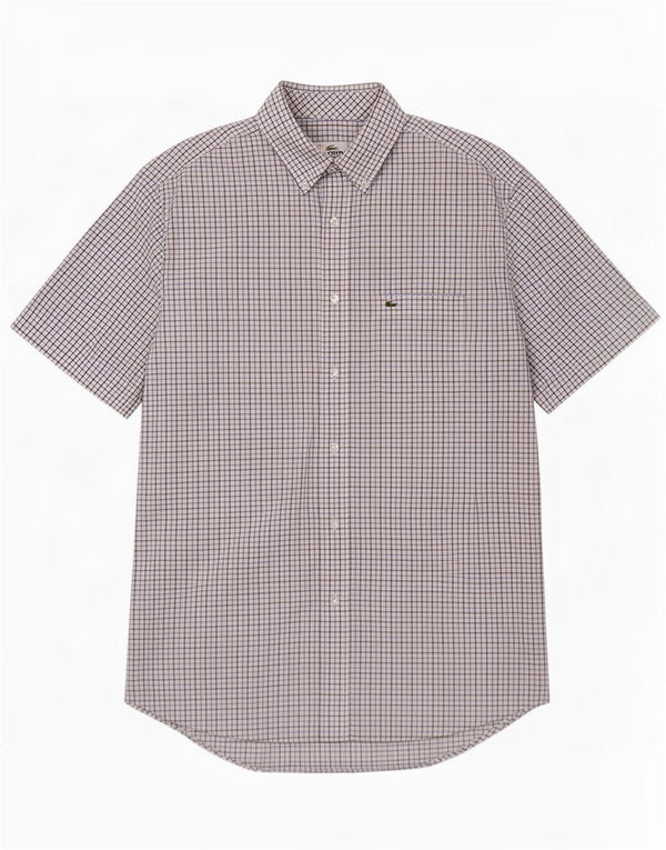 Camisa Lacoste de manga corta y corte regular para hombre Talla 43 Large Blue Gingham
