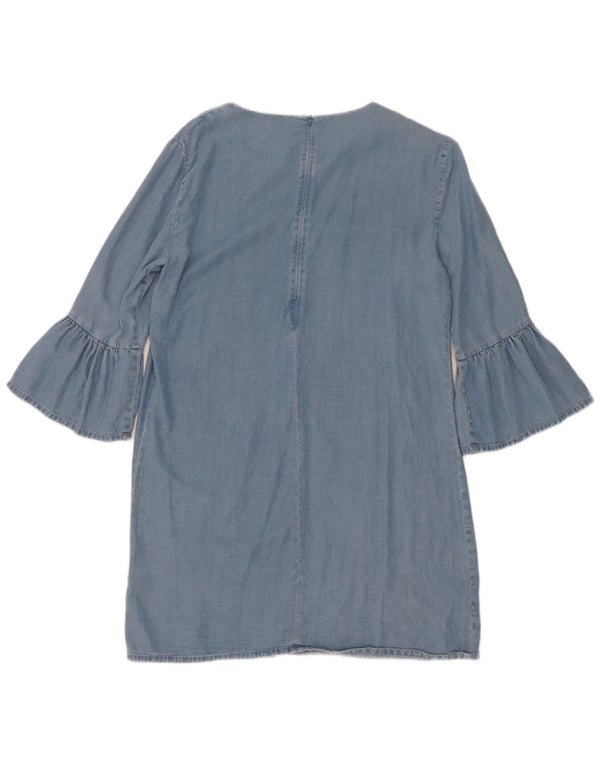 Zara Mujer Vestido Vaquero Manga 3/4 UK 44 Lyocell Azul Medio