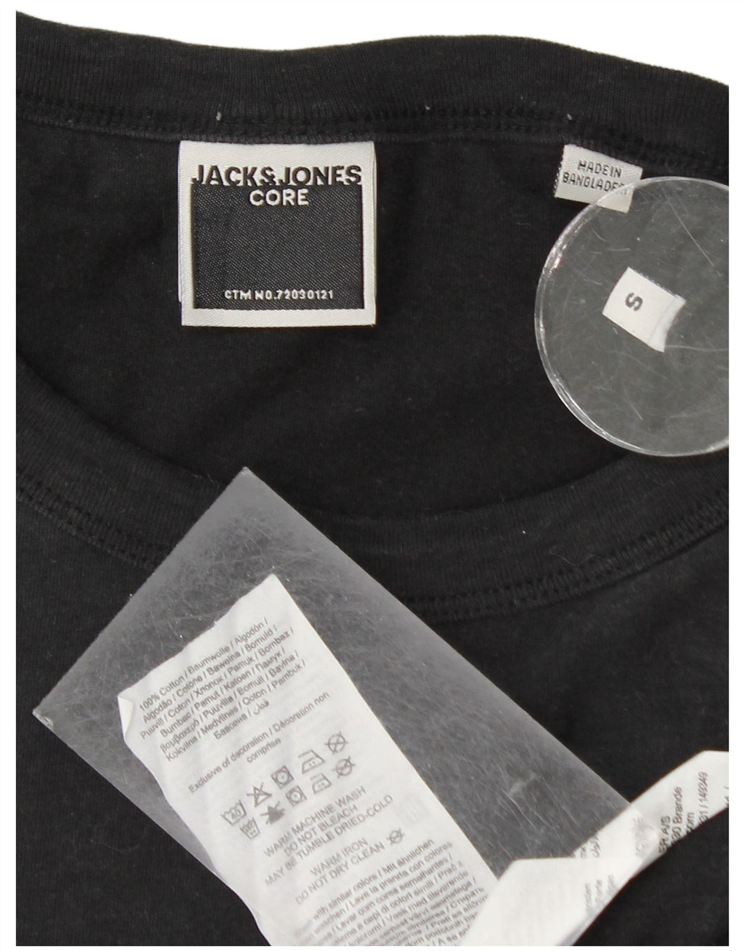 Jack & Jones Hombre Camiseta Top Small Negro Algodón