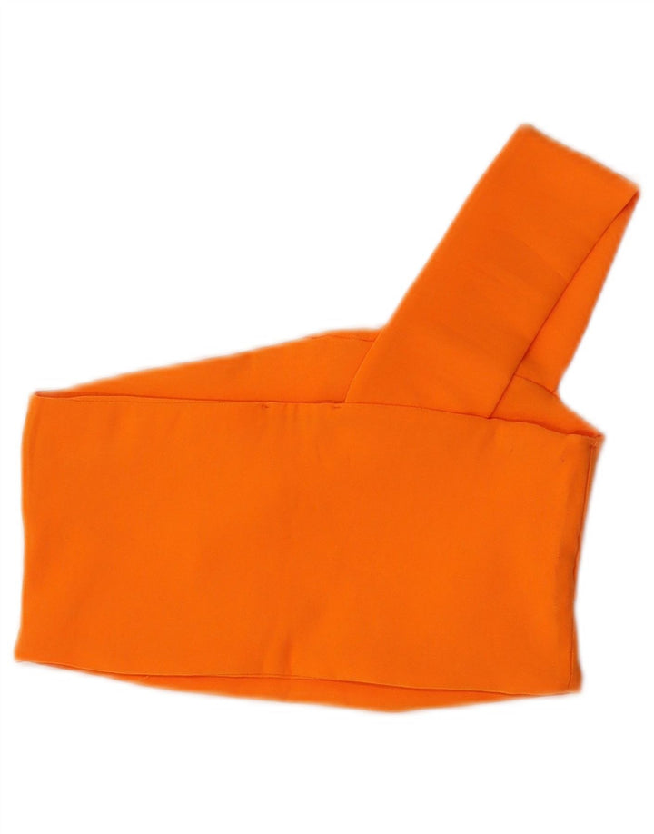 Zara Top corto con un hombro para mujer UK 40 Poliéster naranja medio