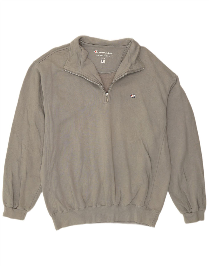 Champion Sudadera Con Cremallera Y Cuello Para Hombre, Jersey Grande Gris