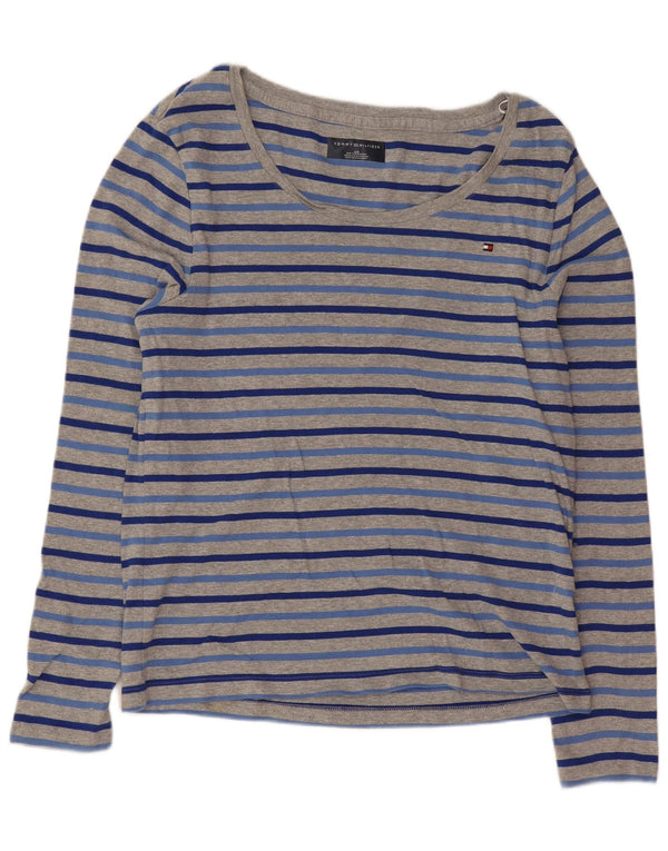 Tommy Hilfiger Top para mujer de manga larga UK 44 Algodón a rayas gris grande