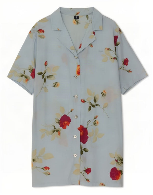 Colmar Vestido camisero de manga corta para mujer UK 40 XL Azul Floral