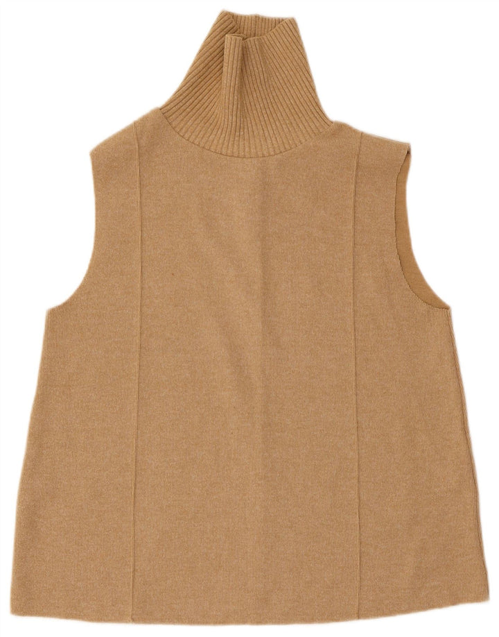 Zara Mujer Chaleco Top UK 12 Medio Beige Algodón