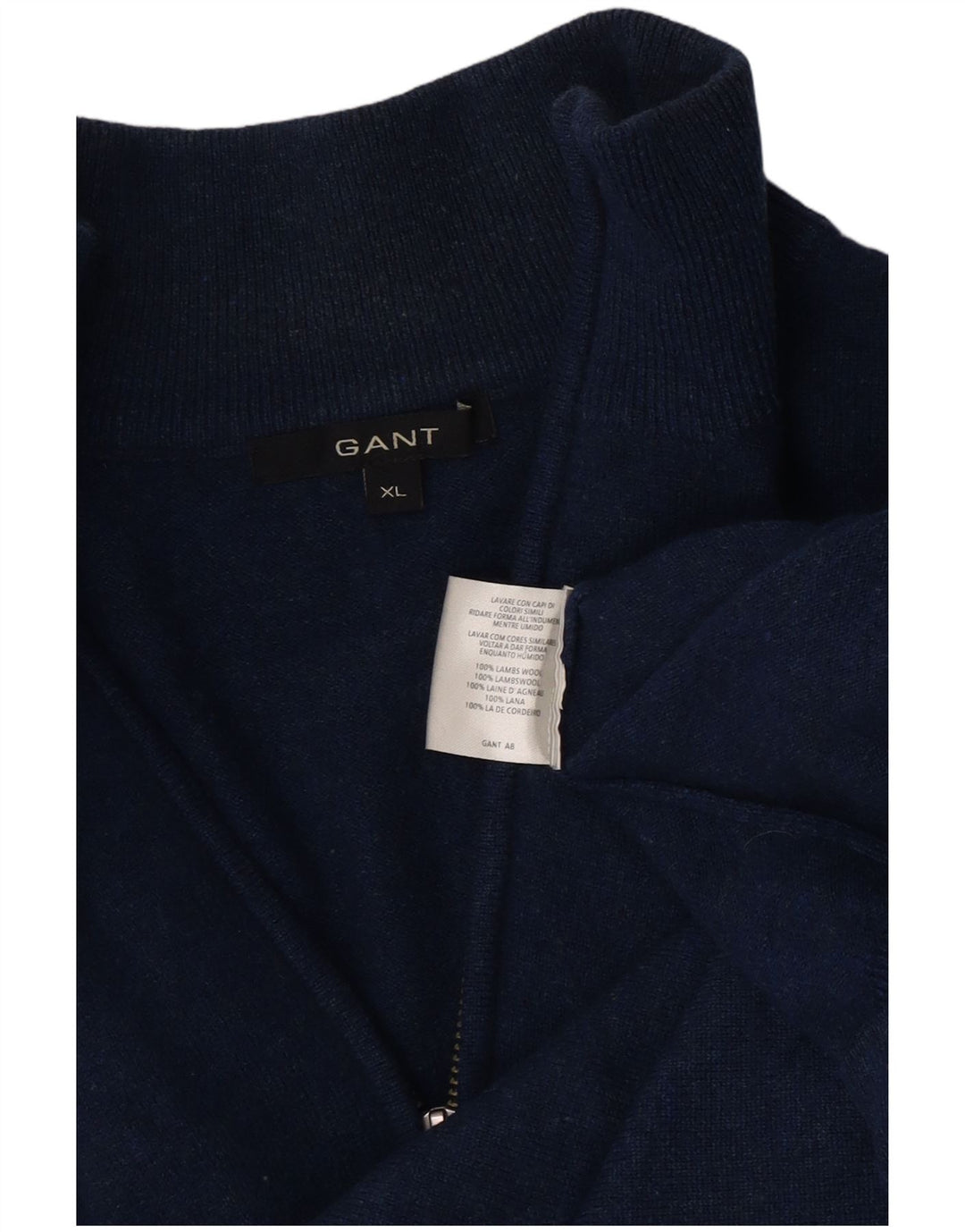 Gant Jersey De Cuello Con Cremallera Para Hombre XL De Lana De Cordero Azul Marino