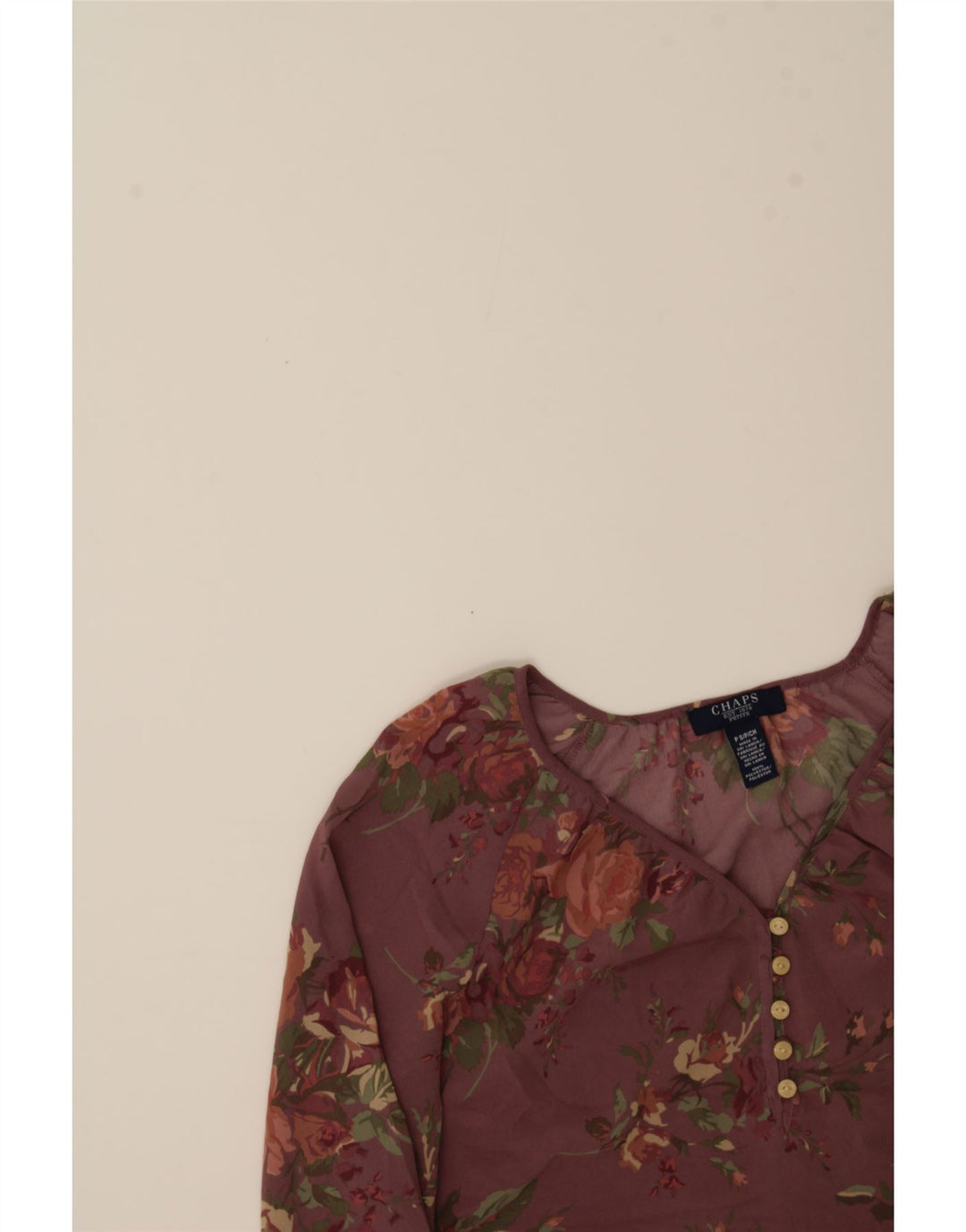 CHAPS Womens Petite Oversized Blouse Top UK 10 Small Purple Floral Vintage Chaps and Second-Hand Chaps from Messina Hembry 