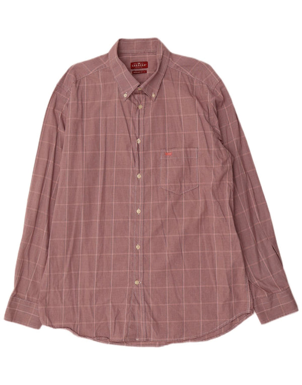 Camisa Carrera Regular Fit para hombre XL Algodón a cuadros burdeos