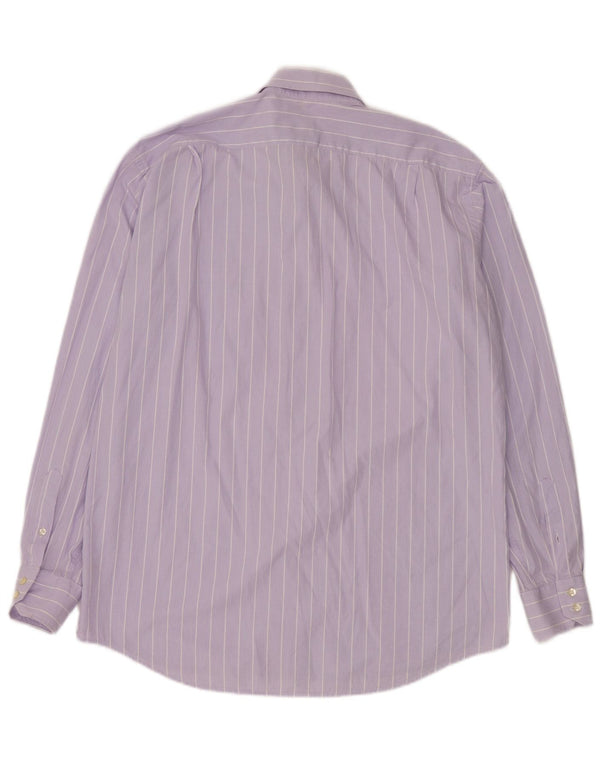 Camisa Lacoste Hombre Talla 42 Algodón Rayas Púrpura Grande