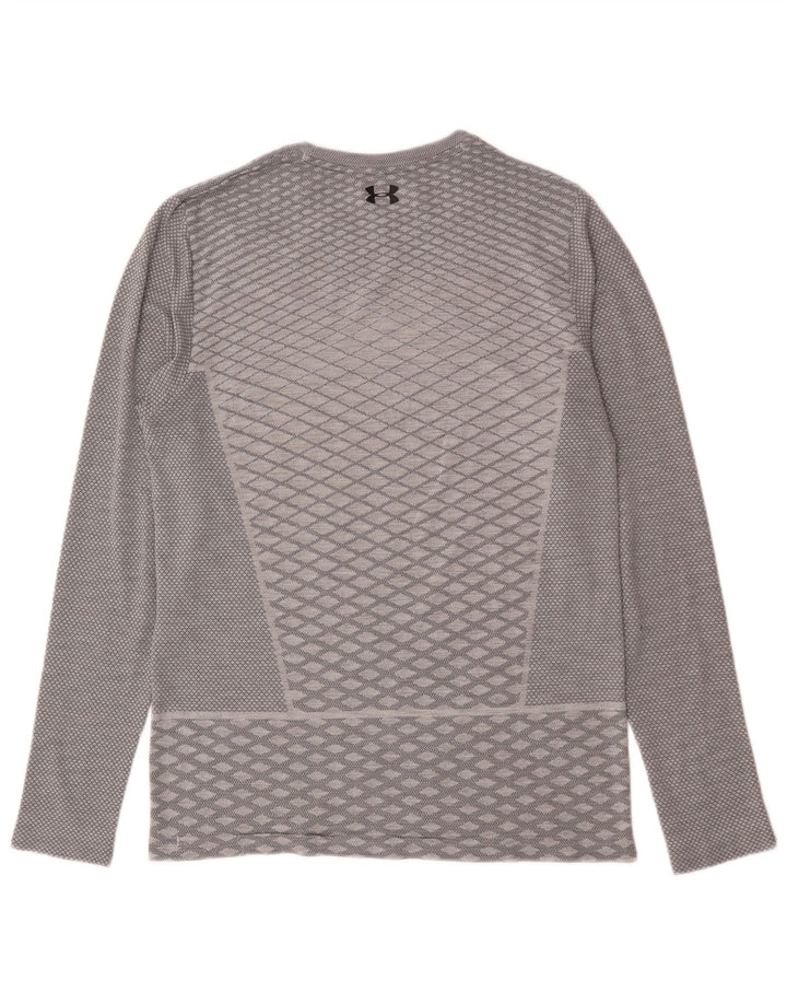 Under Armour Hombre Heat Gear Top Manga Larga Gris Medio Geométrico