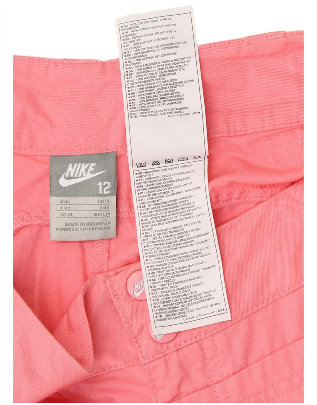 Nike Bermudas para mujer UK 12 Medium W30 Algodón rosa