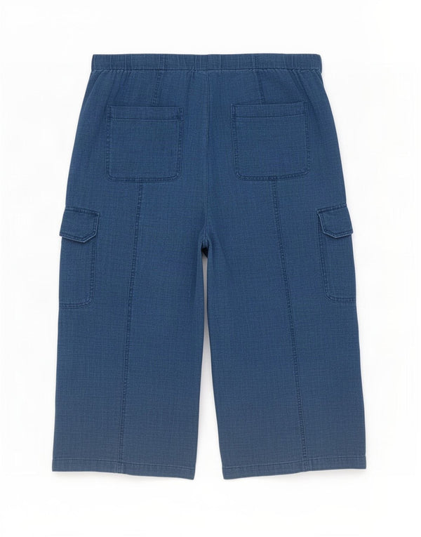 Marks & Spencer Pantalones Cortos de Cintura Alta para Mujer UK 20 2XL W40 L24 Azul