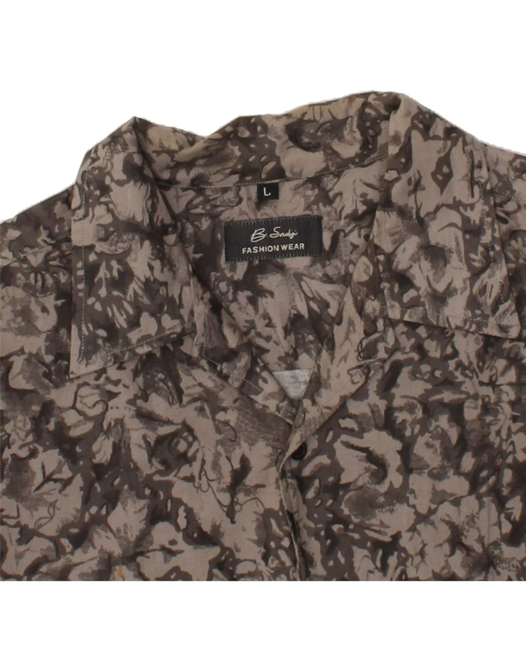 VINTAGE Mens Short Sleeve Shirt Large Grey Floral Vintage Vintage and Second-Hand Vintage from Messina Hembry 