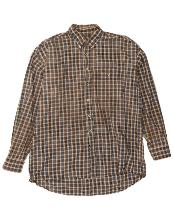 Camisa De Hombre Camel Cuadros Grandes Multicolores