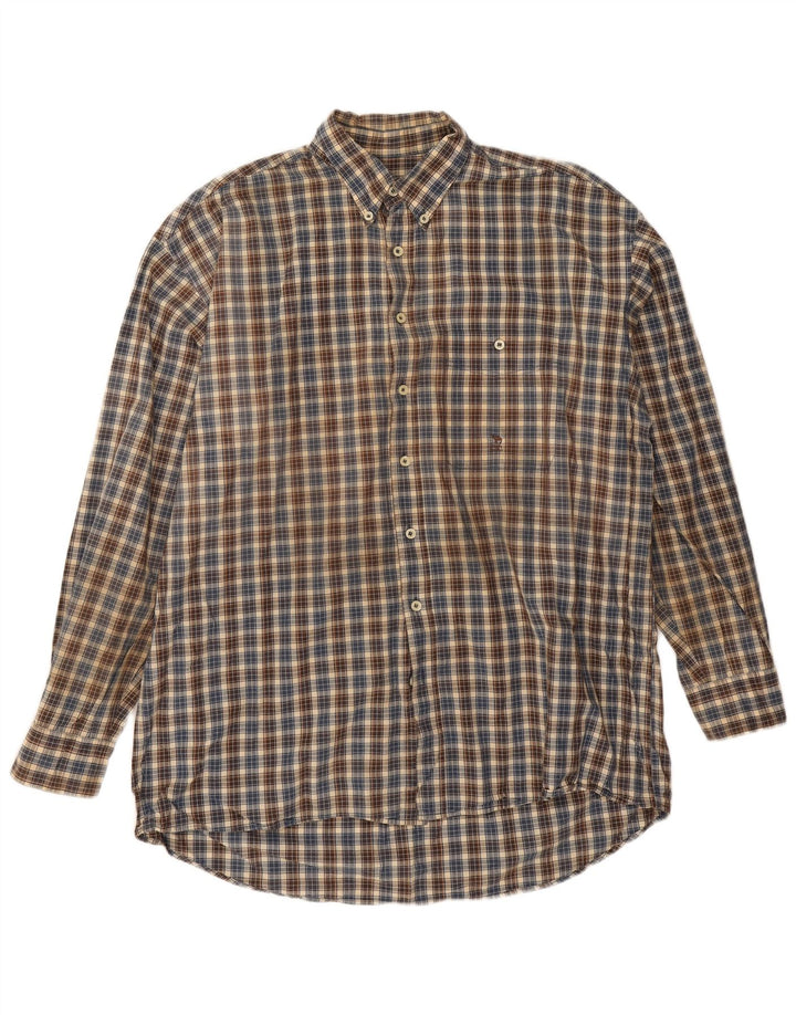 Camisa De Hombre Camel Cuadros Grandes Multicolores