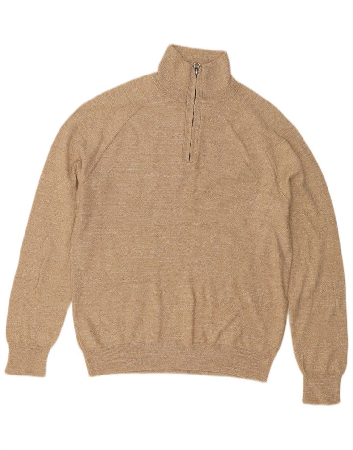 J. Crew - Jersey para hombre con cuello y cremallera, talla pequeña, algodón beige