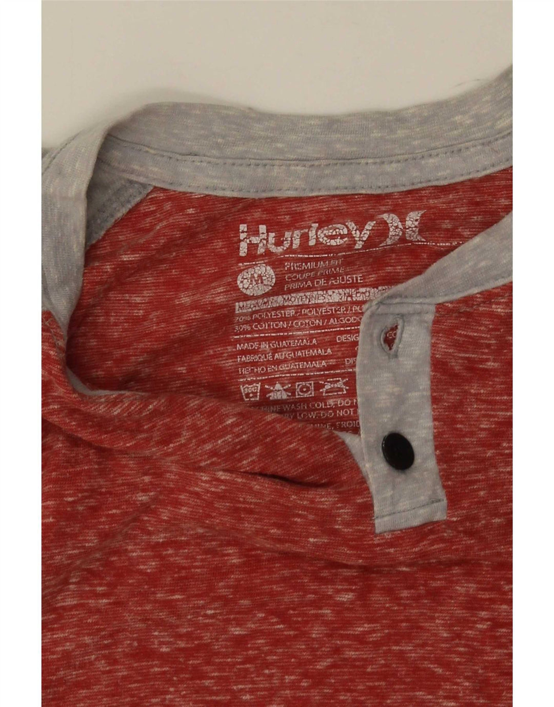 Hurley Hombre Camiseta Top Medium Rojo Colorblock Poliéster