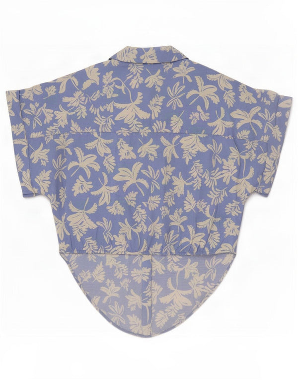 Zara Blusa Niña Crop Asimétrica Camisera 11-12 Años Azul Floral