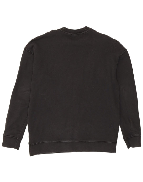 Adidas Sudadera de gran tamaño con gráfico para mujer UK 10 Small Black Cotton