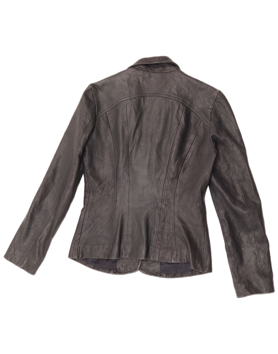 Vintage mujer 2 botones cuero Blazer chaqueta IT 44 cuero negro medio