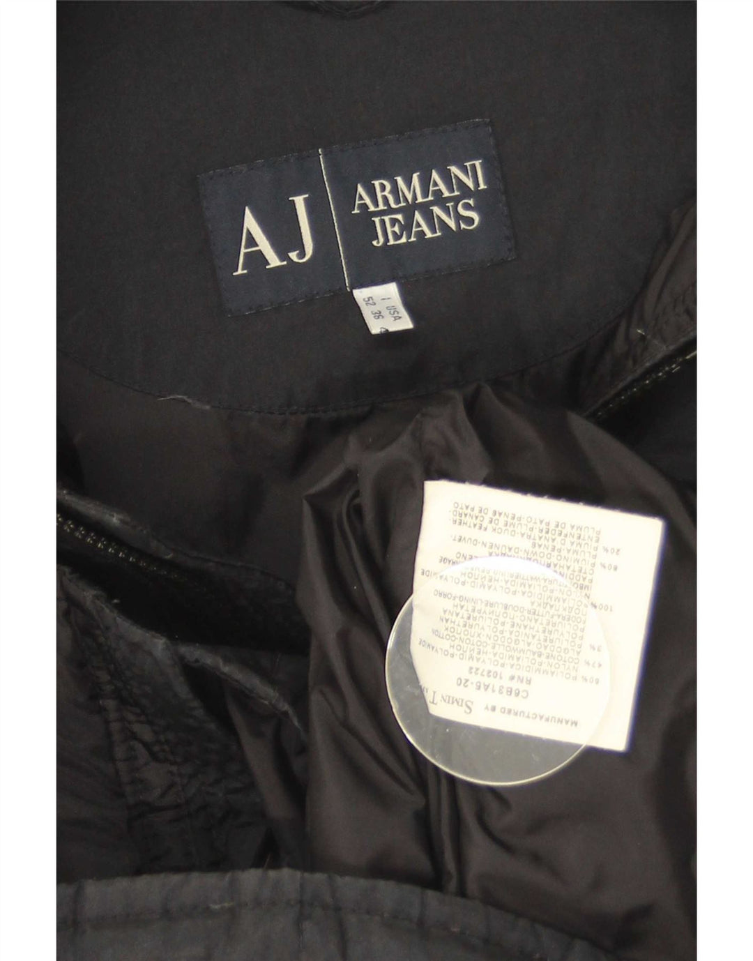 Armani Jeans Chaqueta acolchada para hombre UK 42 XL Poliamida negra