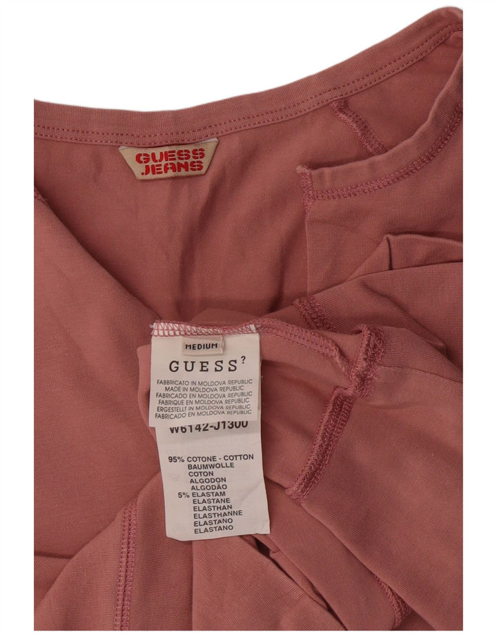 GUESS Top corto para mujer de manga larga UK 12 Algodón rosa medio