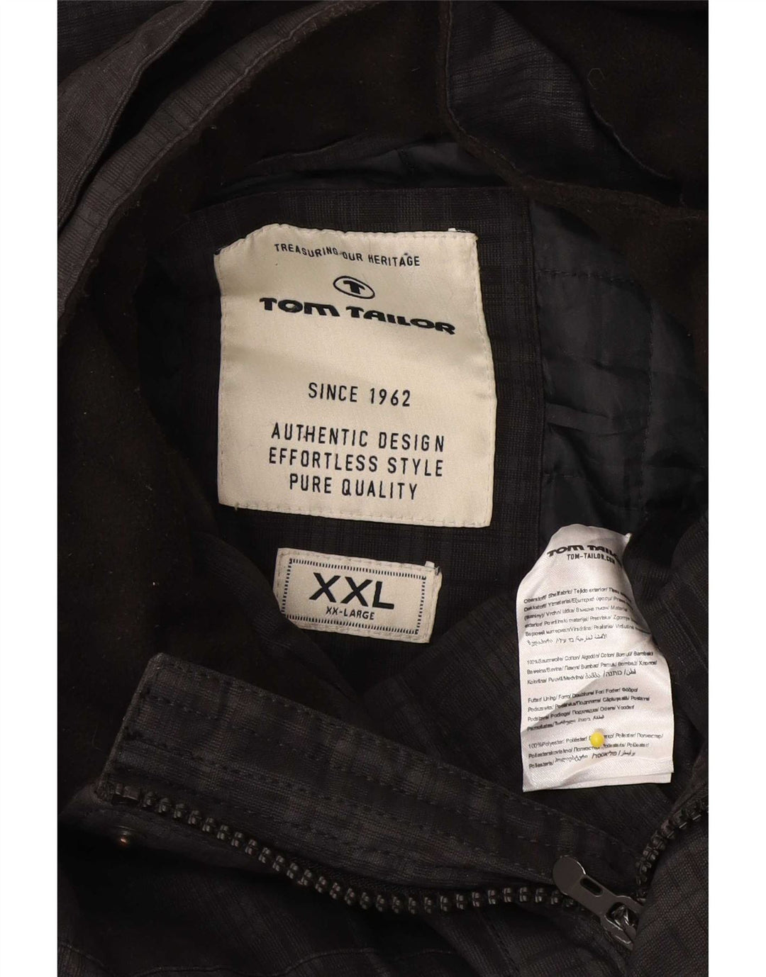 Tom Tailor Chaqueta utilitaria con capucha para hombre UK 44 2XL Algodón a cuadros negro