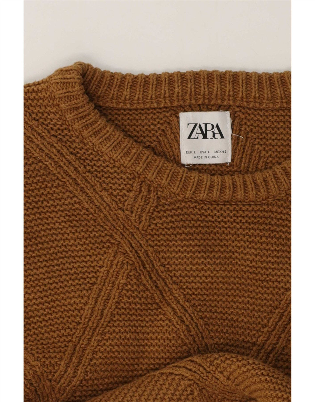 Zara Mens Boat Neck Jumper Sweater Large Marrón