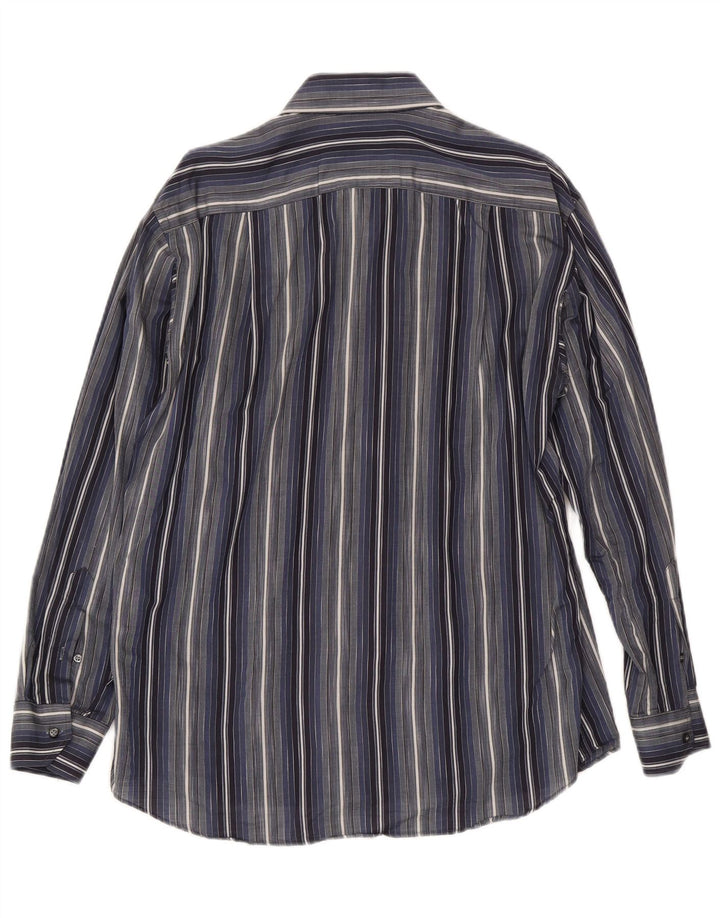 Roccobarocco Camisa para hombre Talla 39 15 1/2 Mediana Azul marino Rayas