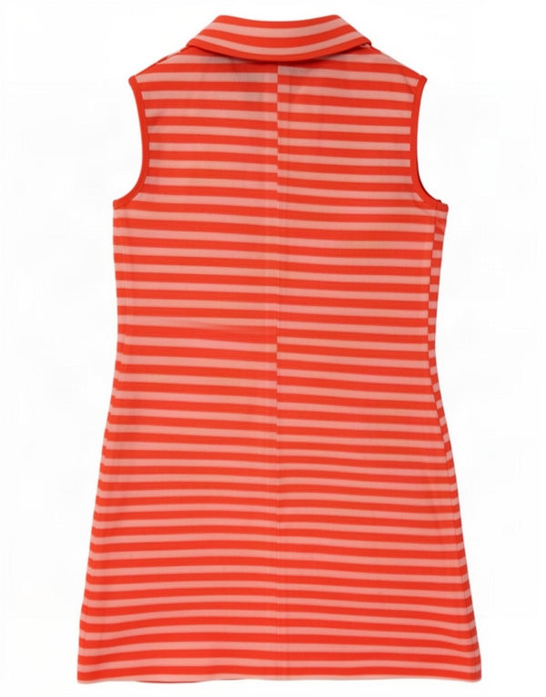 Vintage mujer sin mangas polo vestido Reino Unido 12 medio rojo rayas