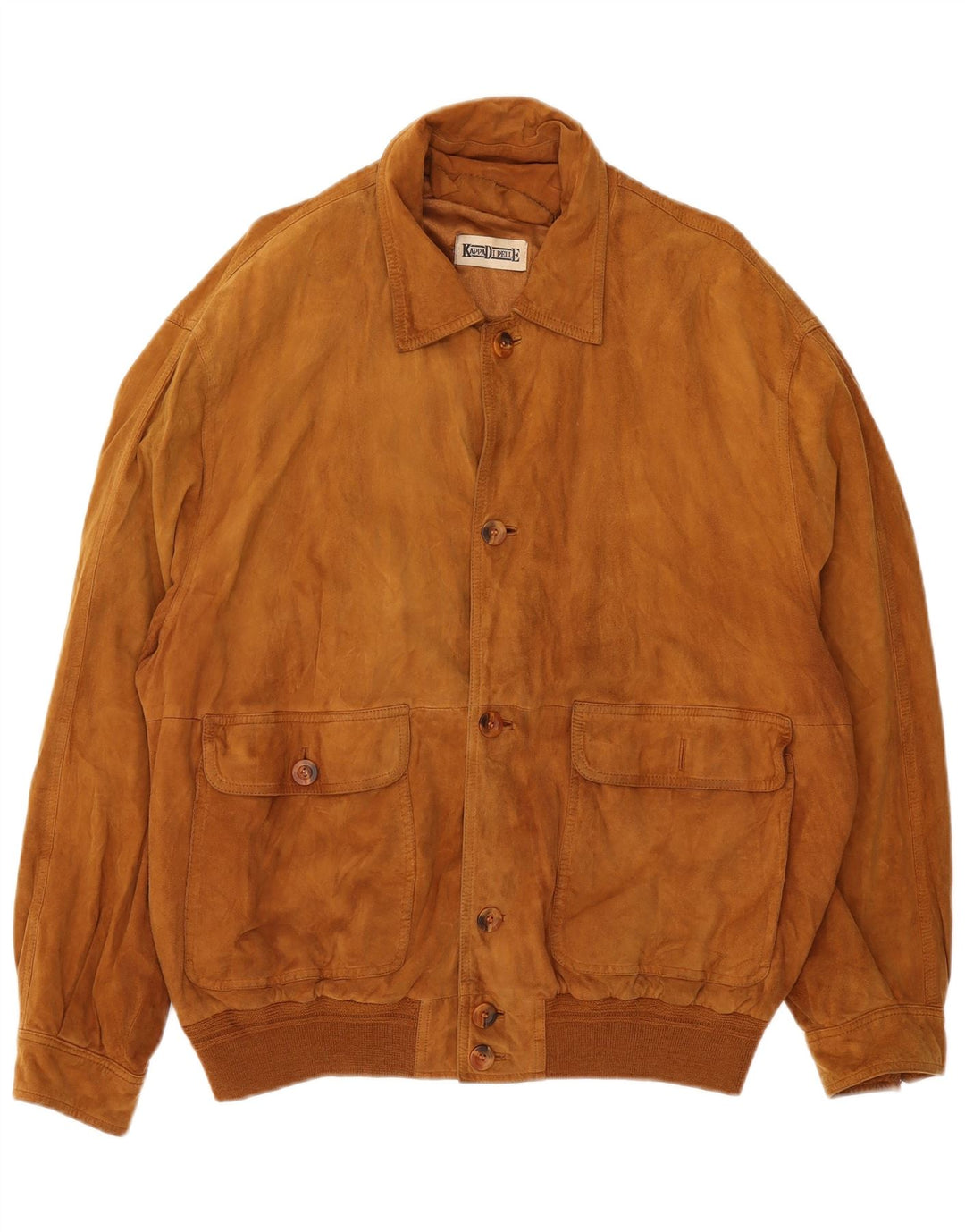 Vintage hombres ante bomber chaqueta IT 56 3XL cuero marrón