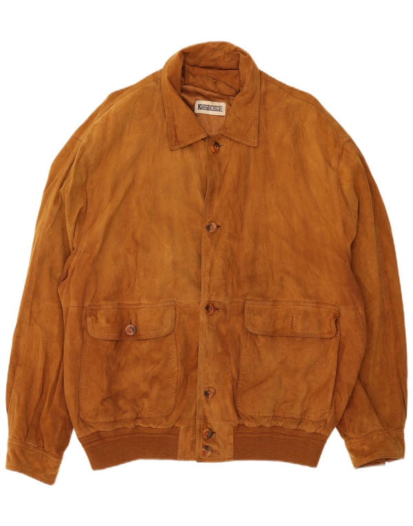 Vintage hombres ante bomber chaqueta IT 56 3XL cuero marrón