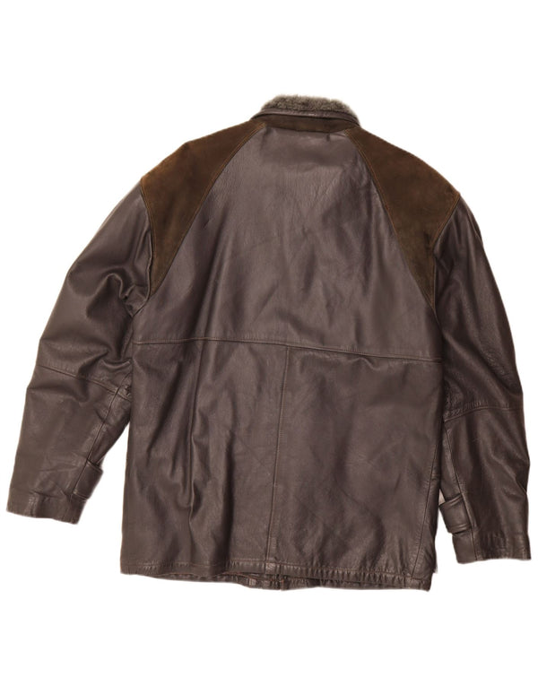 Chaqueta de cuero vintage para hombre IT 46 Pequeño bloque de color negro
