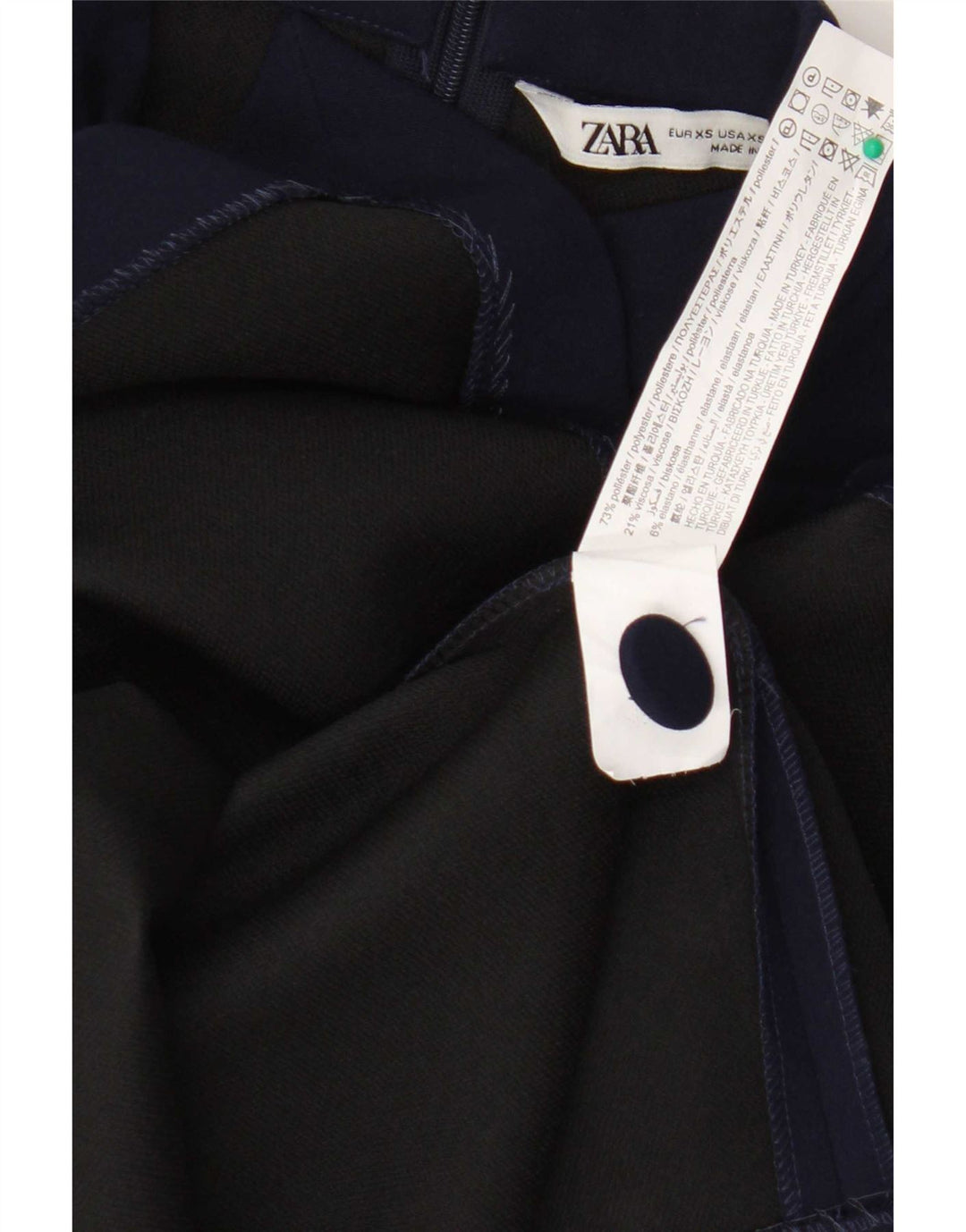 Zara Mujer Blusa Manga Larga Top UK 6 XS Azul Marino Poliéster
