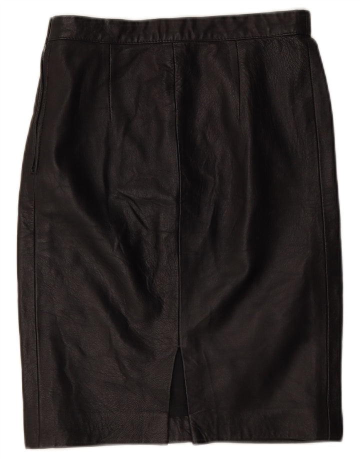 Falda de cuero vintage para mujer IT 42 Mediana W26 Negro
