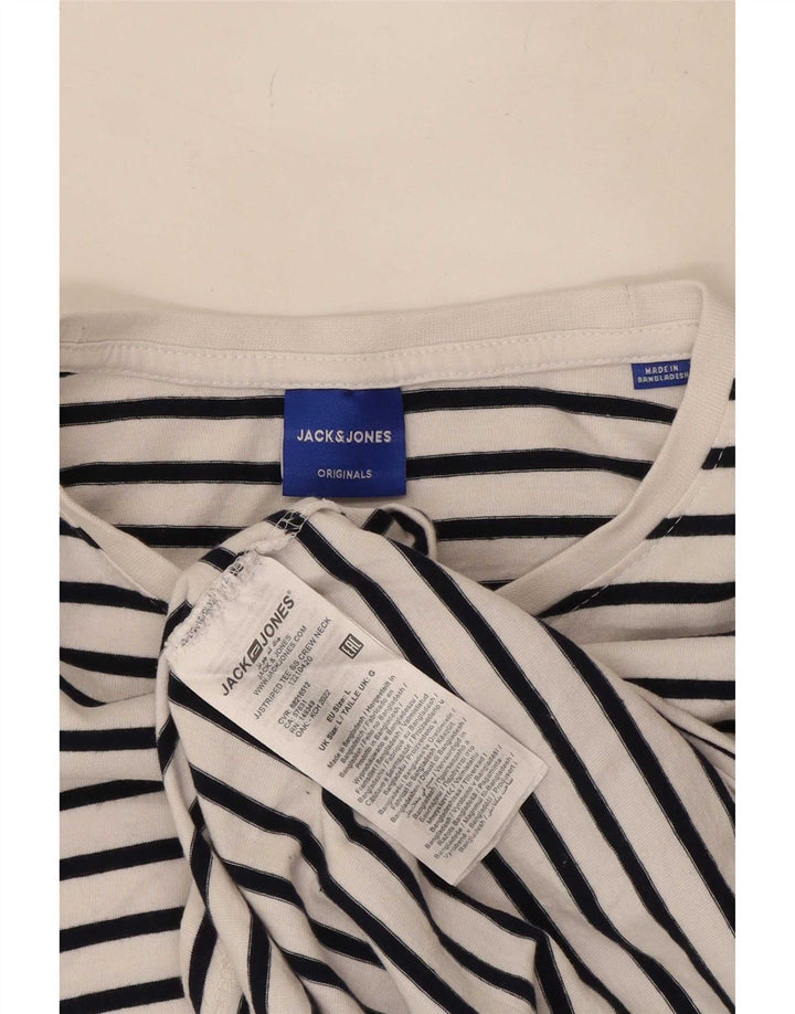 Jack & Jones Hombre Camiseta Top Grande De Algodón A Rayas Blancas