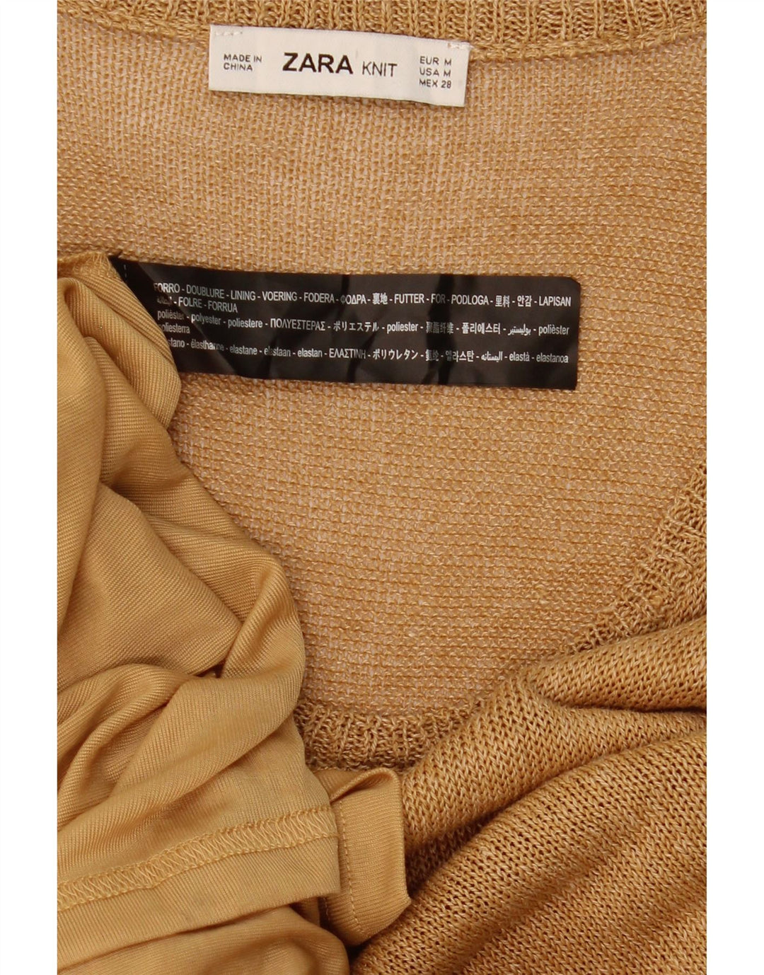 Zara Vestido Maxi Sin Mangas para Mujer UK 42 Poliéster Beige Medio
