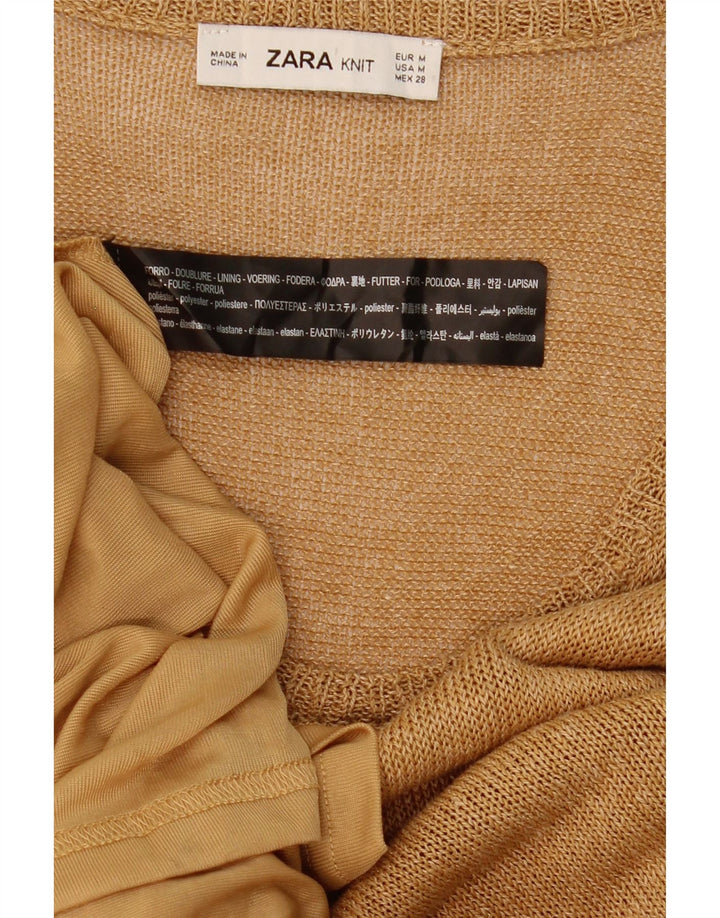 Zara Vestido Maxi Sin Mangas para Mujer UK 42 Poliéster Beige Medio