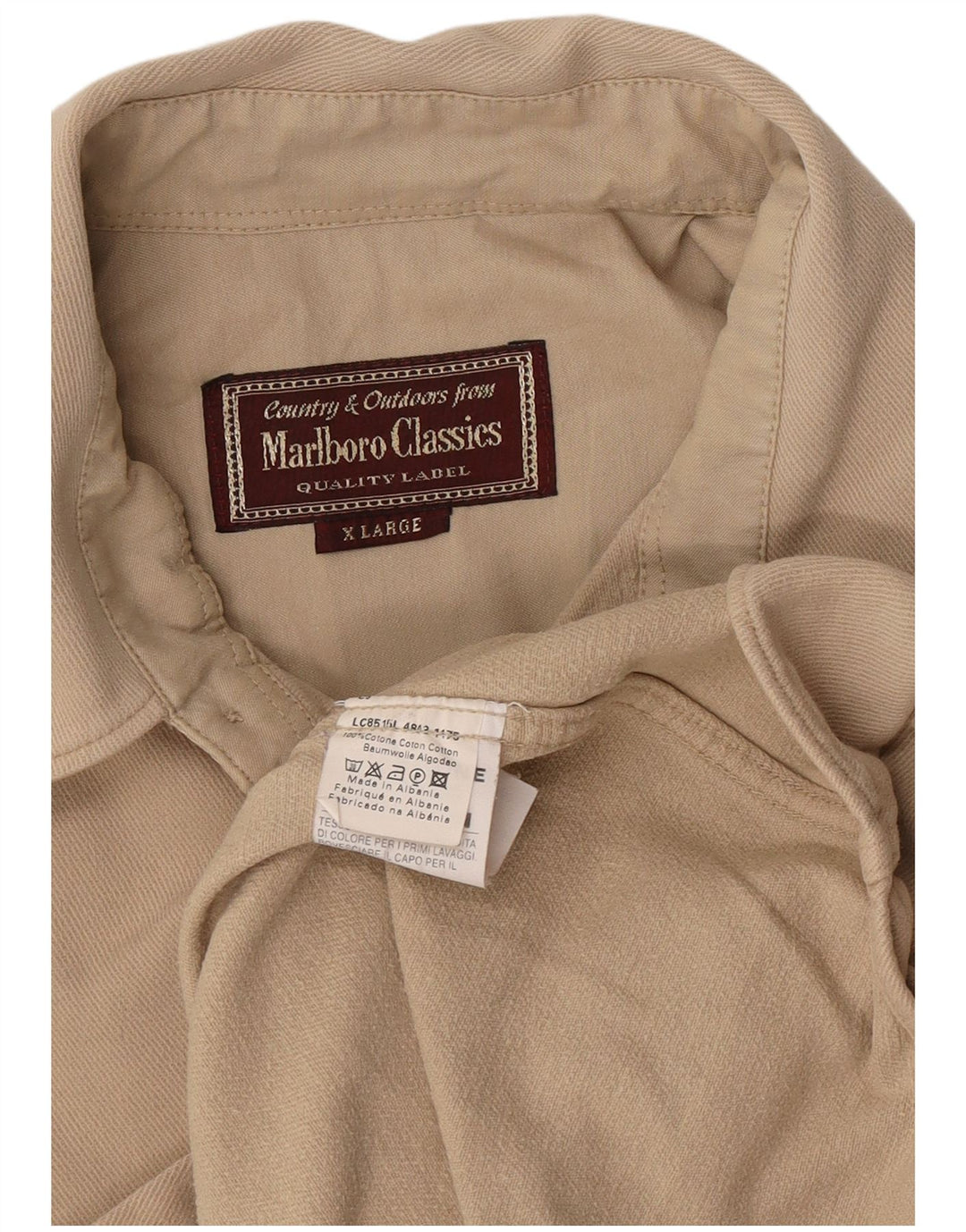 Marlboro Classics Camisa De Franela Hombre XL Algodón Beige