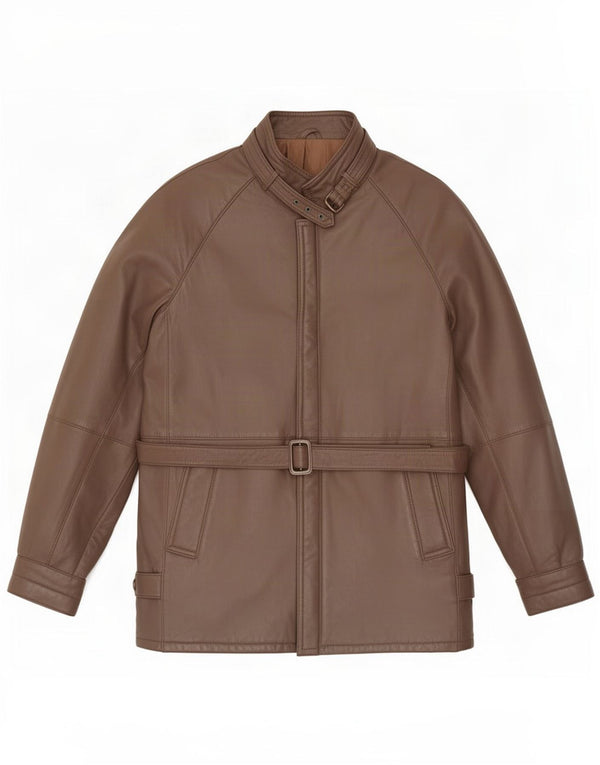 Vintage hombres chaqueta de cuero Reino Unido 36 pequeño marrón