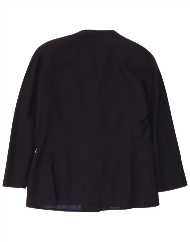 Vintage mujer 3 botones Blazer chaqueta IT 48 XL azul marino lana virgen