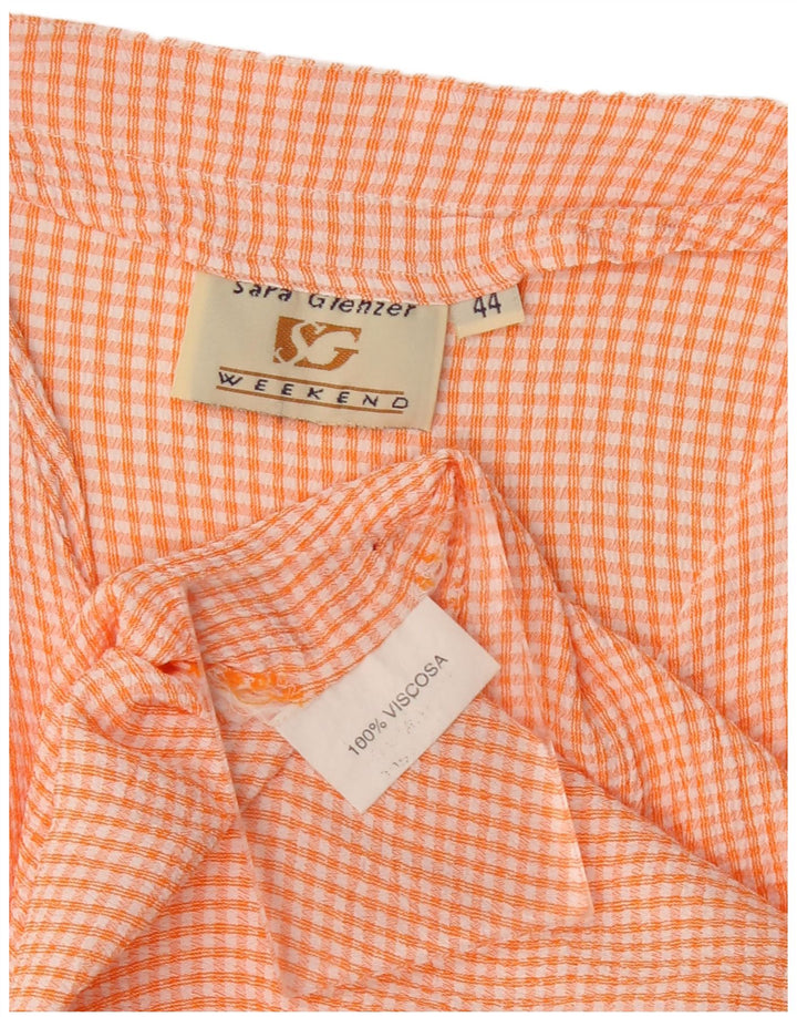 Sara Glenzer Blusa de fin de semana para mujer IT 44 Medium Orange Gingham