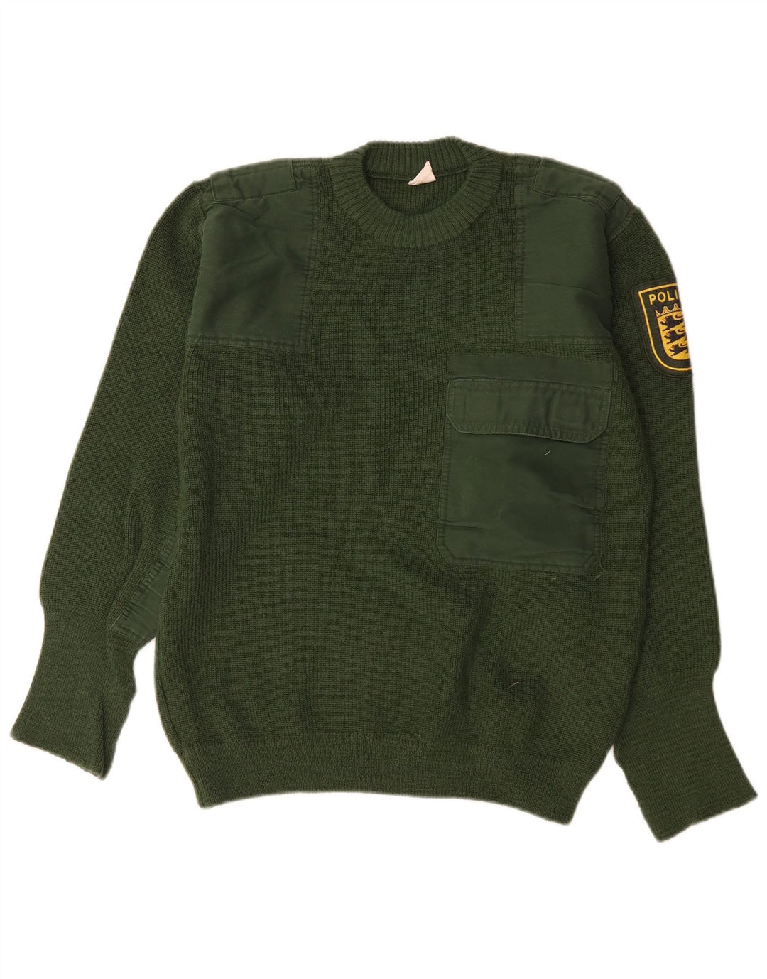 Vintage hombres gráfico cuello redondo jersey suéter IT 50 verde medio