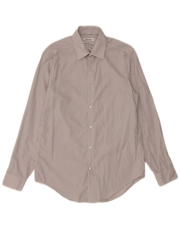 Camisa Calvin Klein Slim Fit para hombre talla 15 1/2 rayas grises medianas