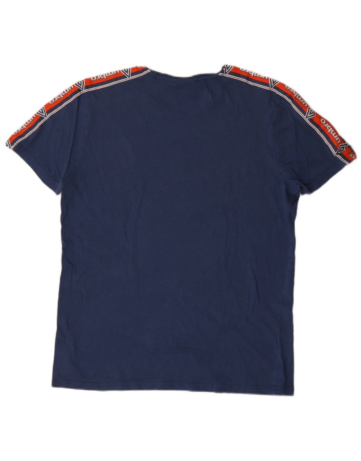 Umbro Hombre Camiseta Gráfica Top Algodón Colorblock Azul Medio
