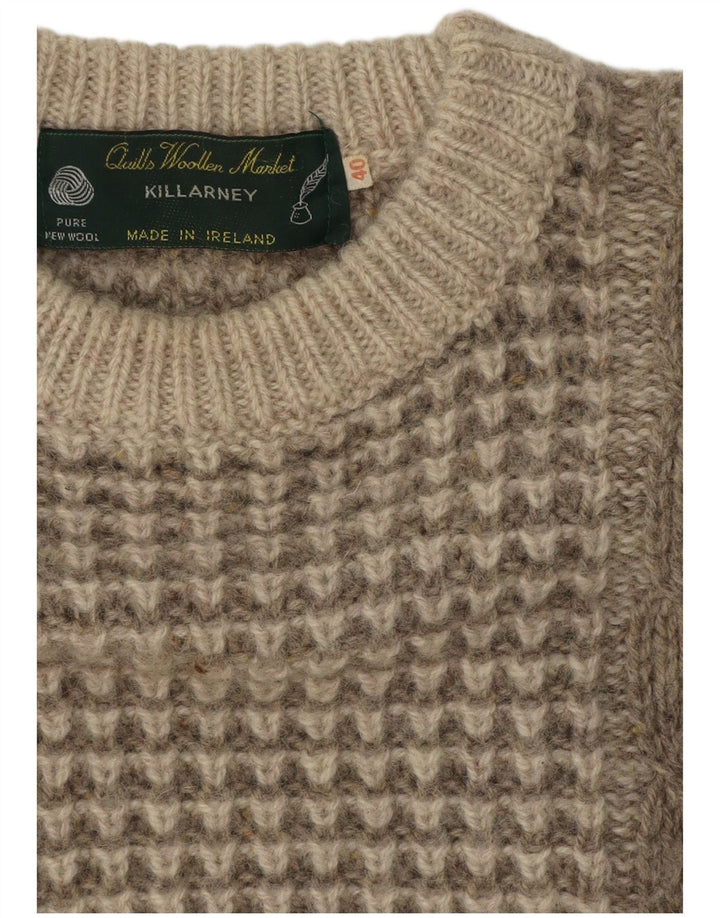 Killarney - Jersey para hombre con cuello barco, talla 40, color beige medio, lana virgen