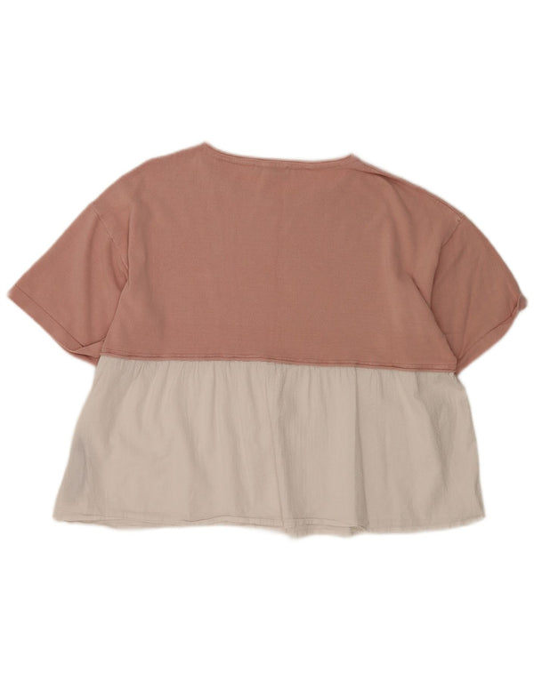Zara Mujer Blusa Extragrande UK 44 Viscosa Color Block Rosa Medio