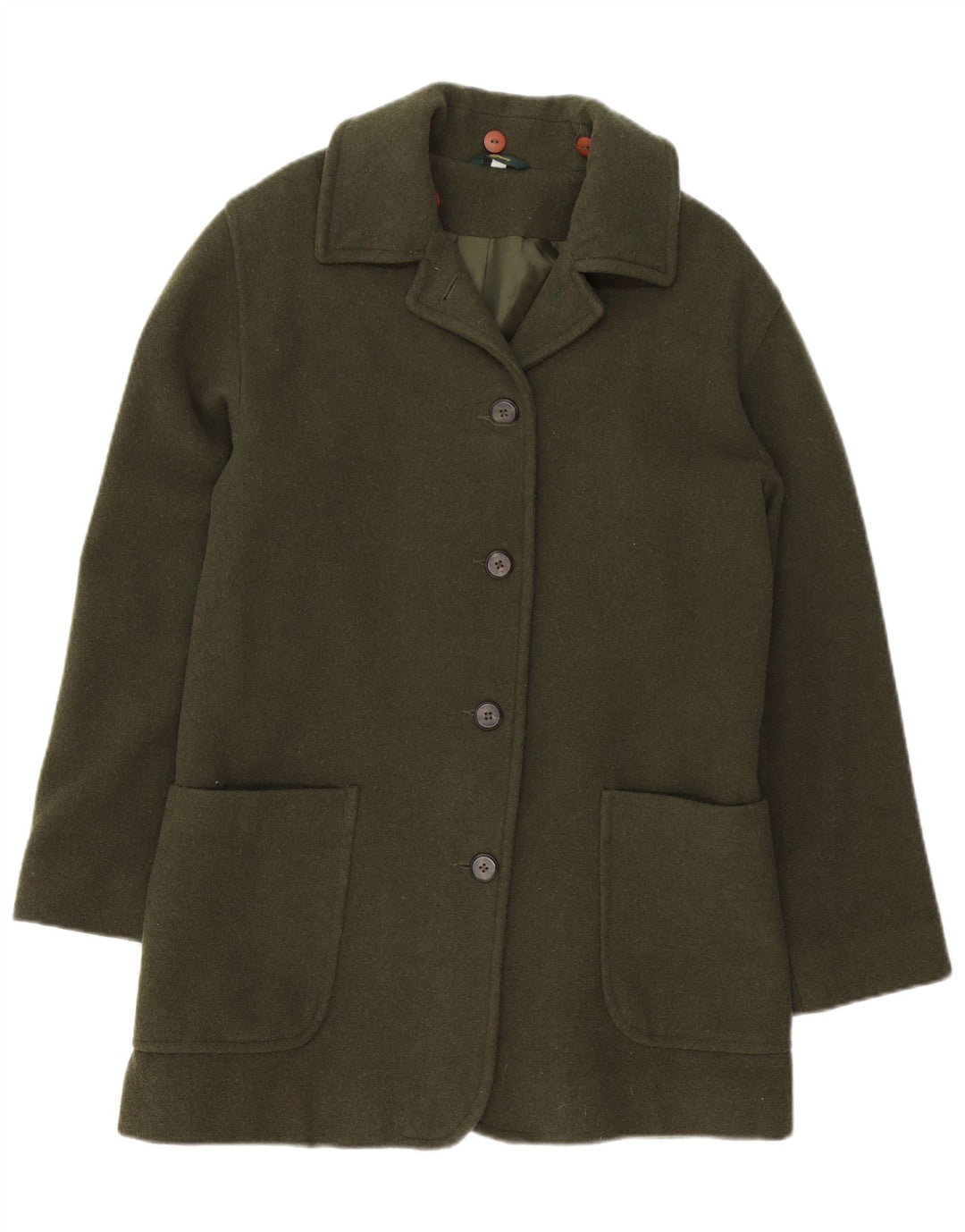 VINTAGE Abrigo de gran tamaño para mujer Reino Unido 10 Pequeña lana verde