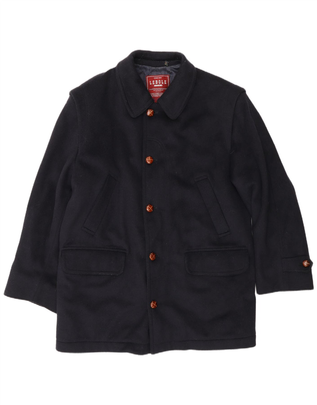 Lebole Abrigo para hombre Reino Unido 44 Grande Lana azul marino