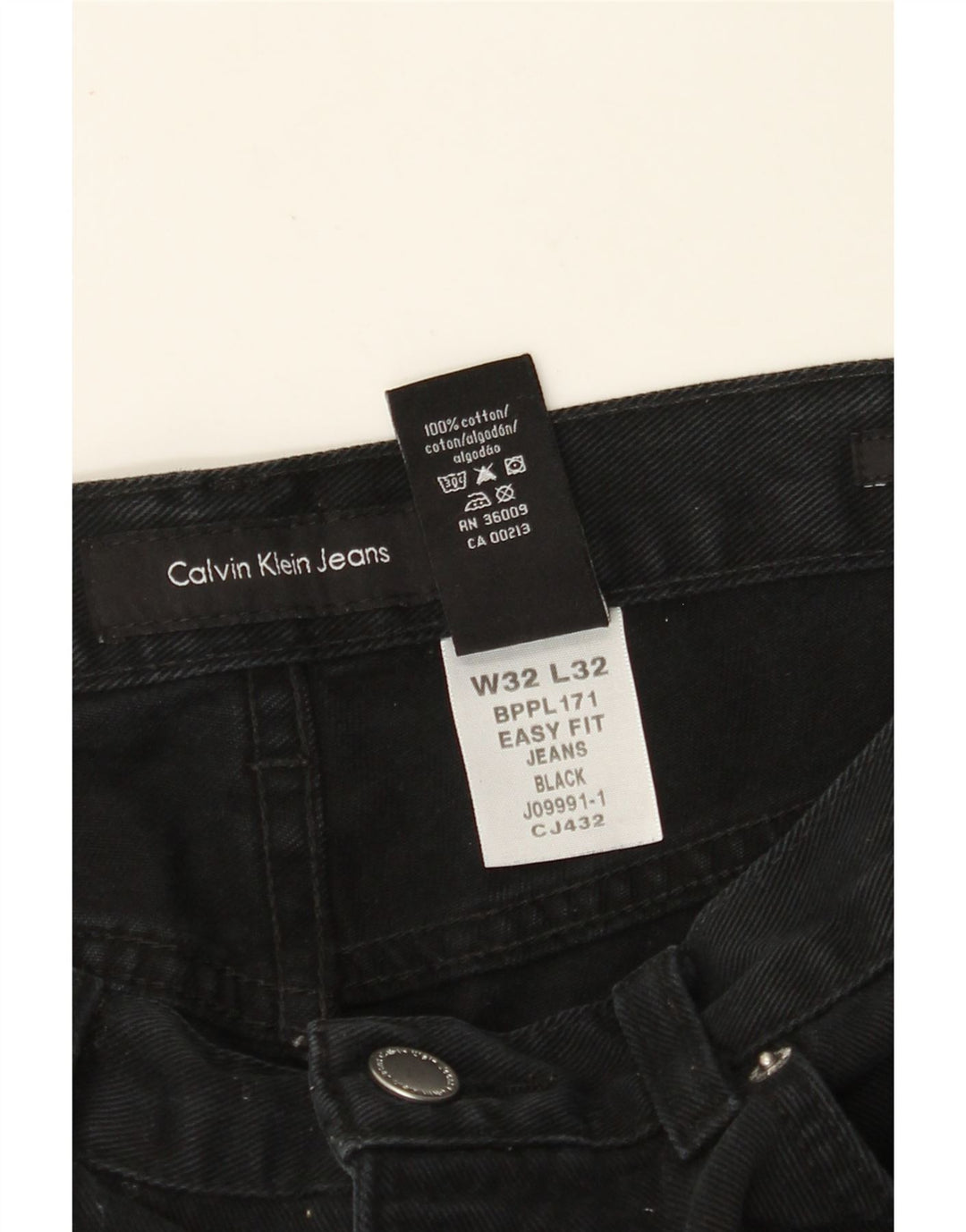 CALVIN KLEIN Vaqueros rectos de ajuste fácil para hombre W32 L32 Algodón negro